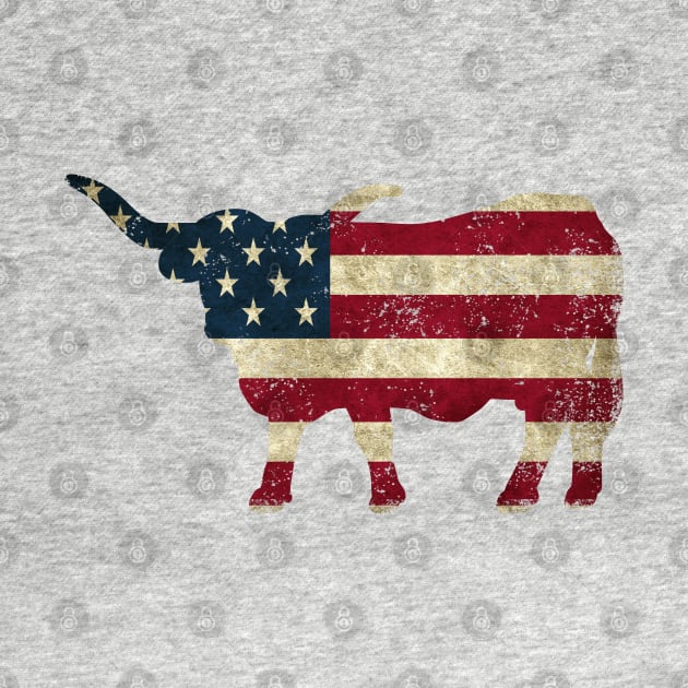 American Flag Longhorn Cattle by KayBee Gift Shop